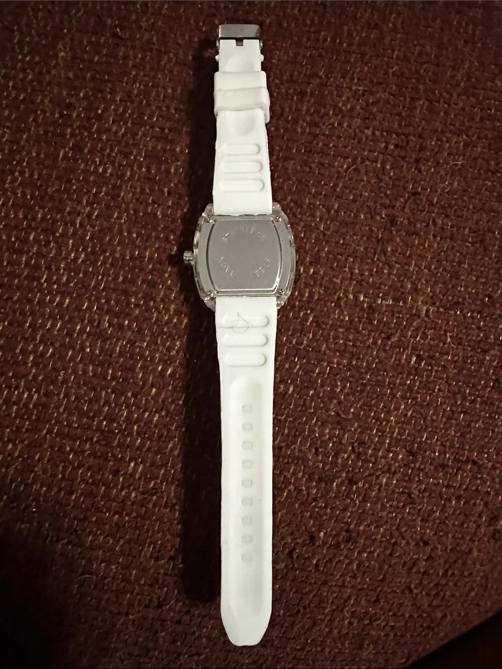 White Silicone Strap Analog Watch with gold accents